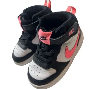 Nike Court Borough Mid 2 Size 7C Toddler White Sunset Pulse Leather Shoes