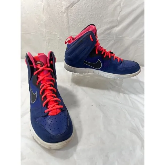 Nike Dunk Free Basketball Mid Shoes 599466-401 Deep Royal Blue/Pink Men Sz 11