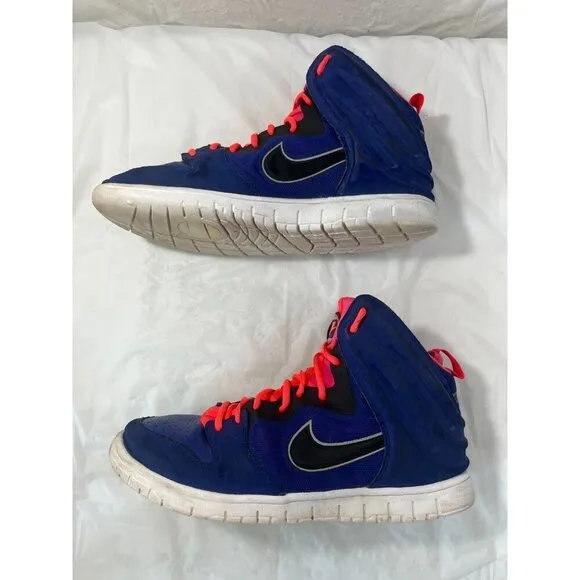 Nike Dunk Free Basketball Mid Shoes 599466-401 Deep Royal Blue/Pink Men Sz 11