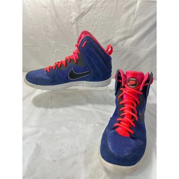Nike Dunk Free Basketball Mid Shoes 599466-401 Deep Royal Blue/Pink Men Sz 11