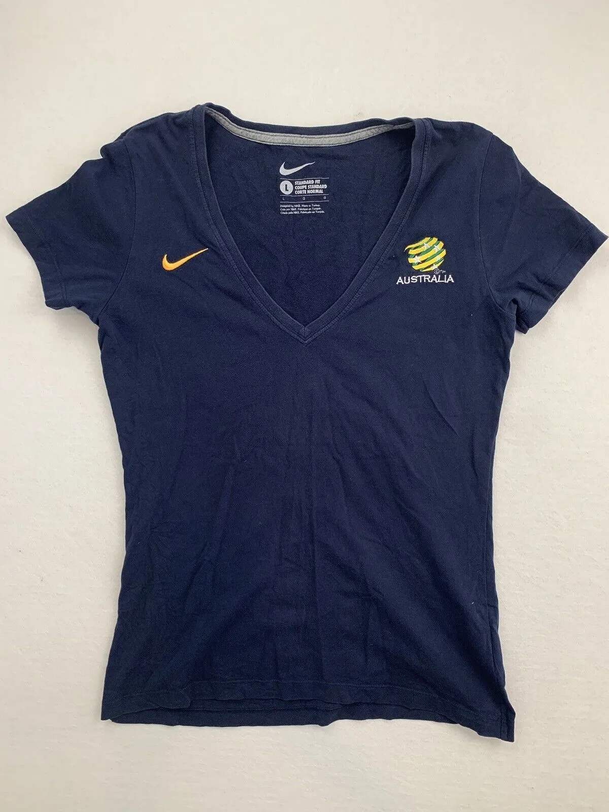 Nike Womens Navy Blue Australian Soccer Matildas T-shirt Size Large