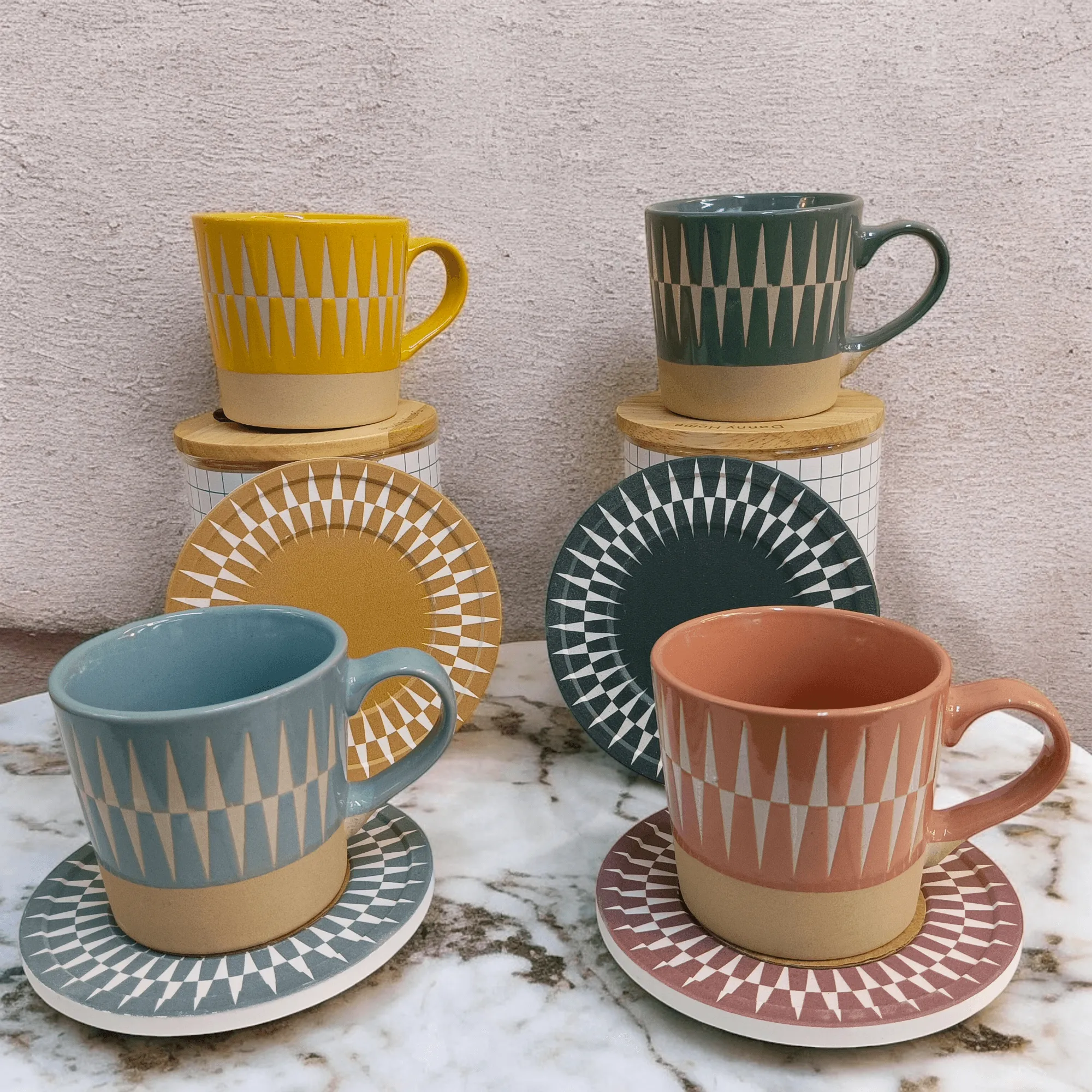 Nordic Thesame - Ceramic Mugs with Coasters