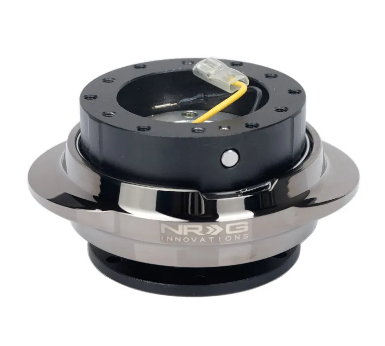 NRG SRK-220BKC: Black Body / Invader Black Chrome Ring Quick Release Gen 2.2