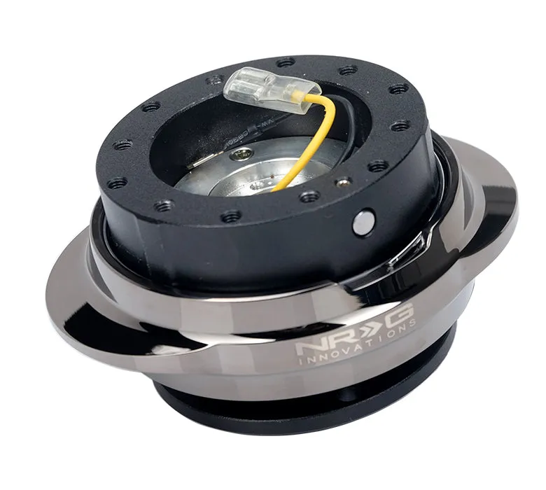 NRG SRK-220BKC: Black Body / Invader Black Chrome Ring Quick Release Gen 2.2