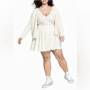 NWT  AND NOW THIS PLUS PLEATED TENNIS SKIRT Size 2X Bone (Ivory)