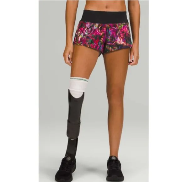 NWT Lululemon Speed Up Low-Rise Short 2.5&quot; Hyper Flow Pink Multi / Black