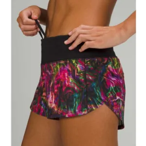 NWT Lululemon Speed Up Low-Rise Short 2.5&quot; Hyper Flow Pink Multi / Black