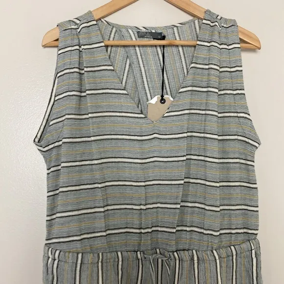NWT Prana Ecotropics Cut Out Dress Stripe Organic Cotton Drawstring Waist Size M