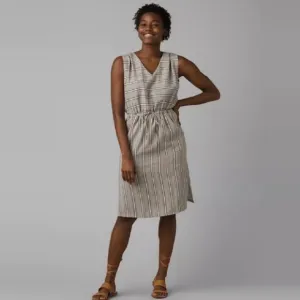NWT Prana Ecotropics Cut Out Dress Stripe Organic Cotton Drawstring Waist Size M