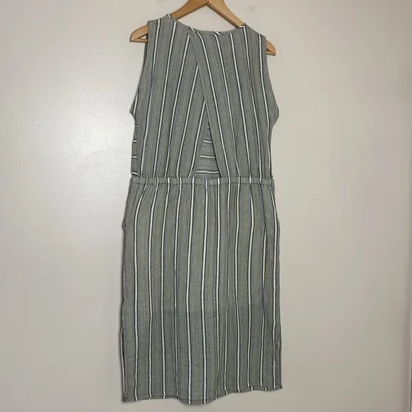 NWT Prana Ecotropics Cut Out Dress Stripe Organic Cotton Drawstring Waist Size M
