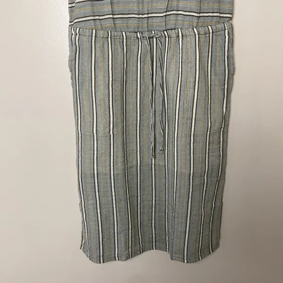 NWT Prana Ecotropics Cut Out Dress Stripe Organic Cotton Drawstring Waist Size M