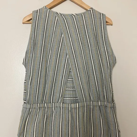 NWT Prana Ecotropics Cut Out Dress Stripe Organic Cotton Drawstring Waist Size M