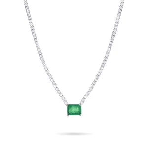 One Big Rectangle Tennis Choker - Silver Green Matt And White