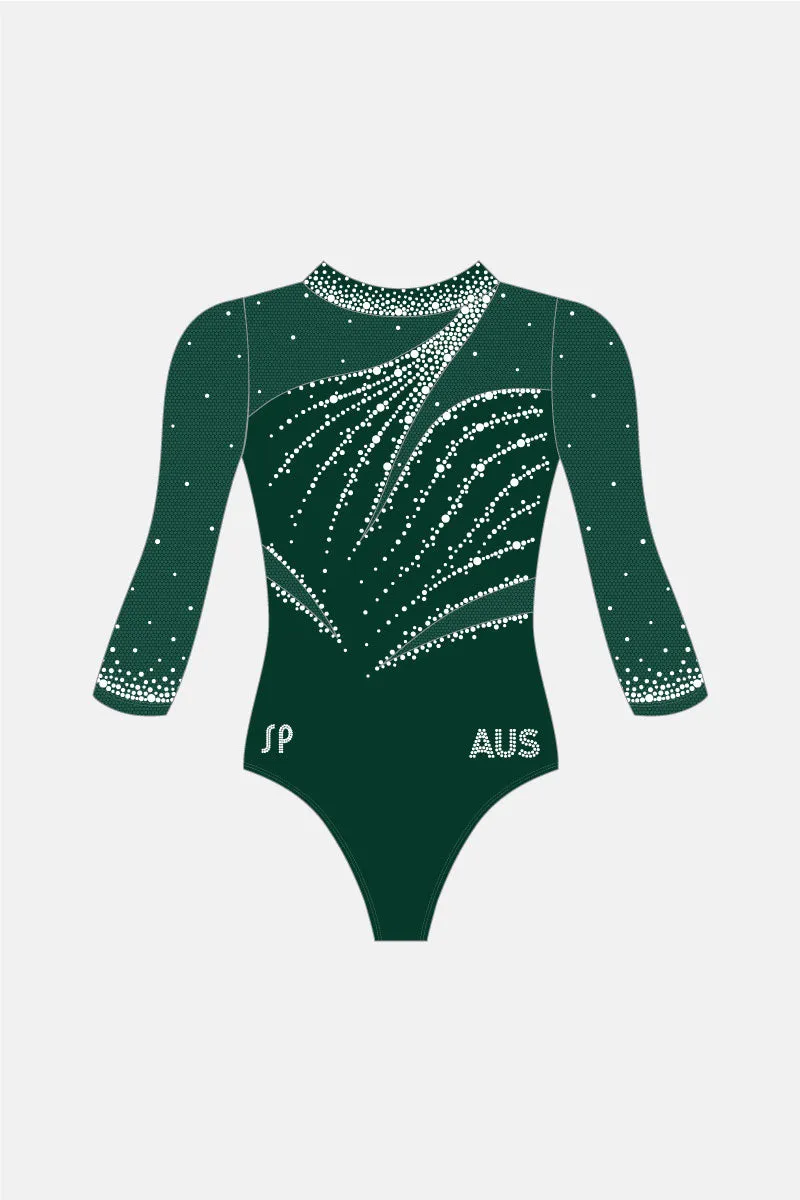 Ornate 3/4 Slv Leotard Mid Cut