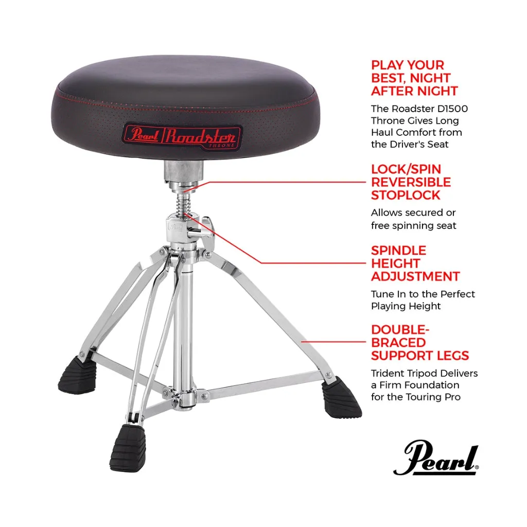 Pearl D1500 15" Vented Round White Cloth Drum Throne