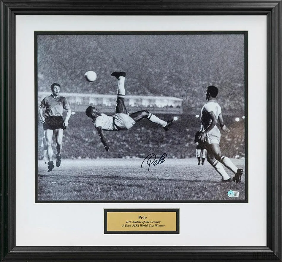Pele 'Bicycle Kick' Autographed Photo - Framed with Certificate of Authenticity