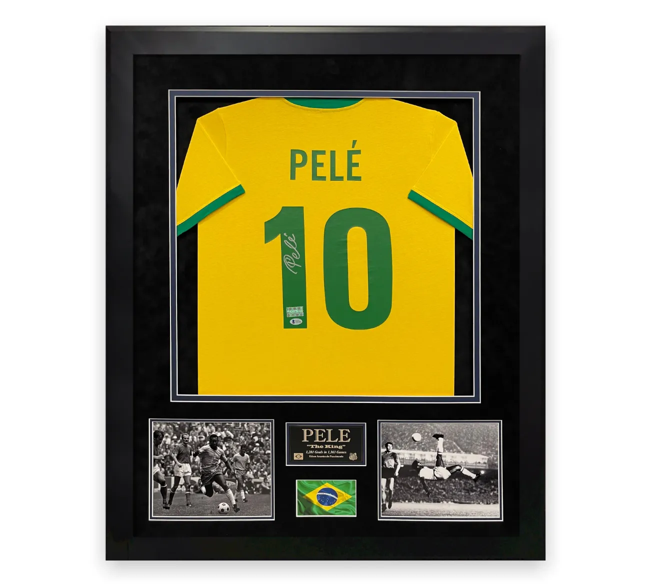 Pele Signed Autographed Jersey Custom Framed to 32x40 Icons Beckett