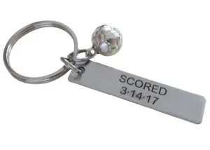 Personalized Soccer Ball Keychain and Steel Tag Custom Engraved with Anniversary Date, Soccer Keychain Gift