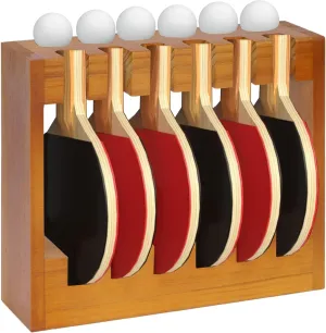 Ping Pong Paddle Holder - Table Tennis Racket Display Wall Mount Storage Rack Holds 6 Paddles and Balls - Accessories Organizer for Bar Room, Game Room, Office, Garage