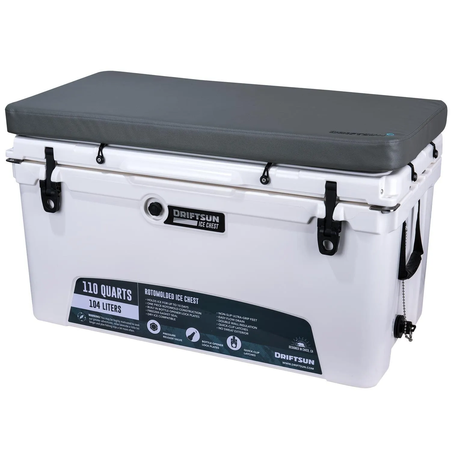 Premium Cooler Seat Cushion With Mounting Hardware - Fits 110Q Driftsun Ice Chests