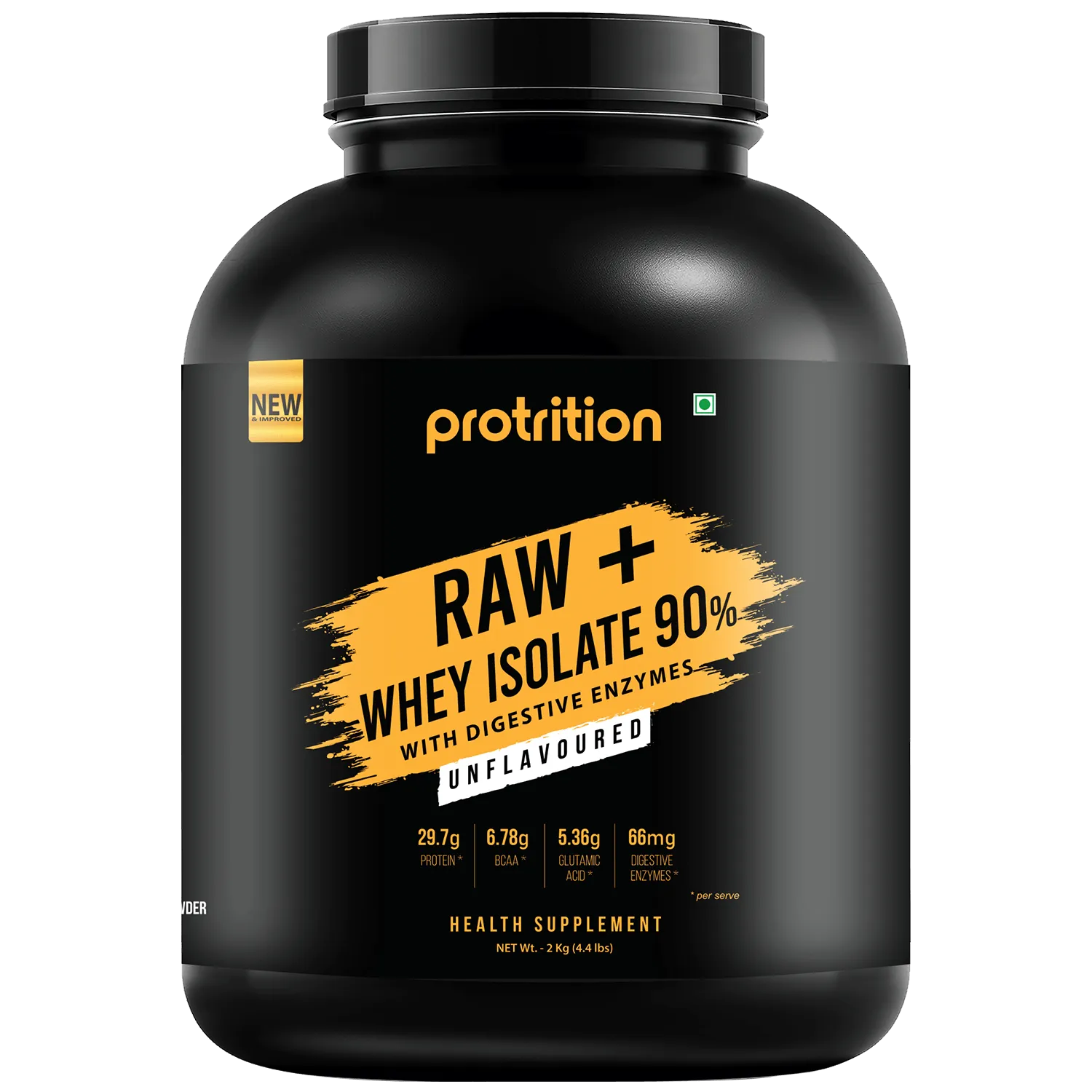 Protrition Raw Whey Protein Isolate 90%, Unflavoured, 2Kg