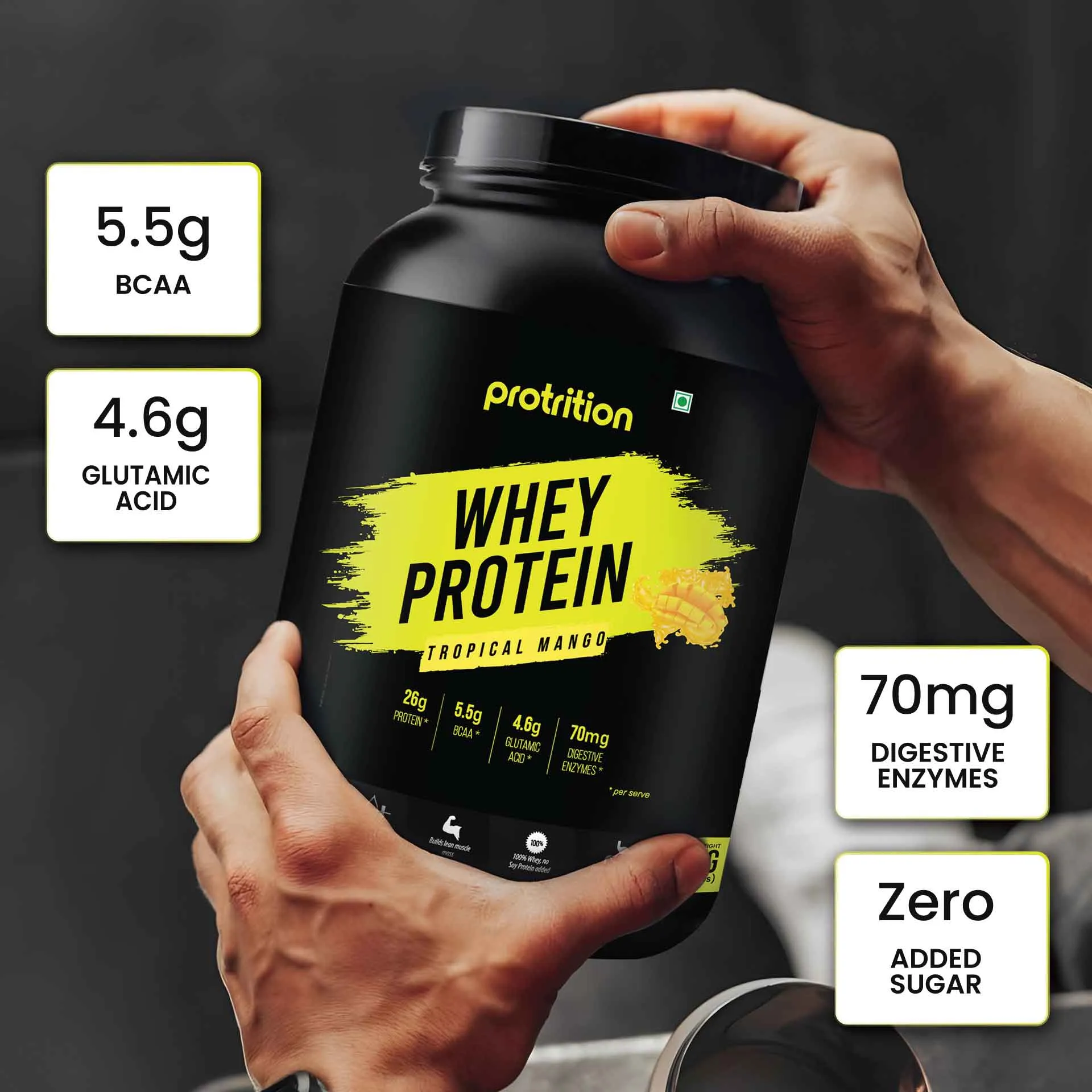 Protrition Whey Protein, 1Kg, Tropical Mango