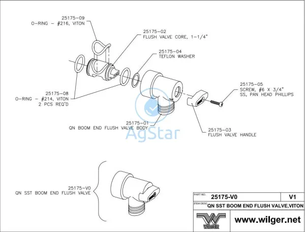 QN BOOM FLUSH VALVE  BODY- 1 1/4" FEMALE