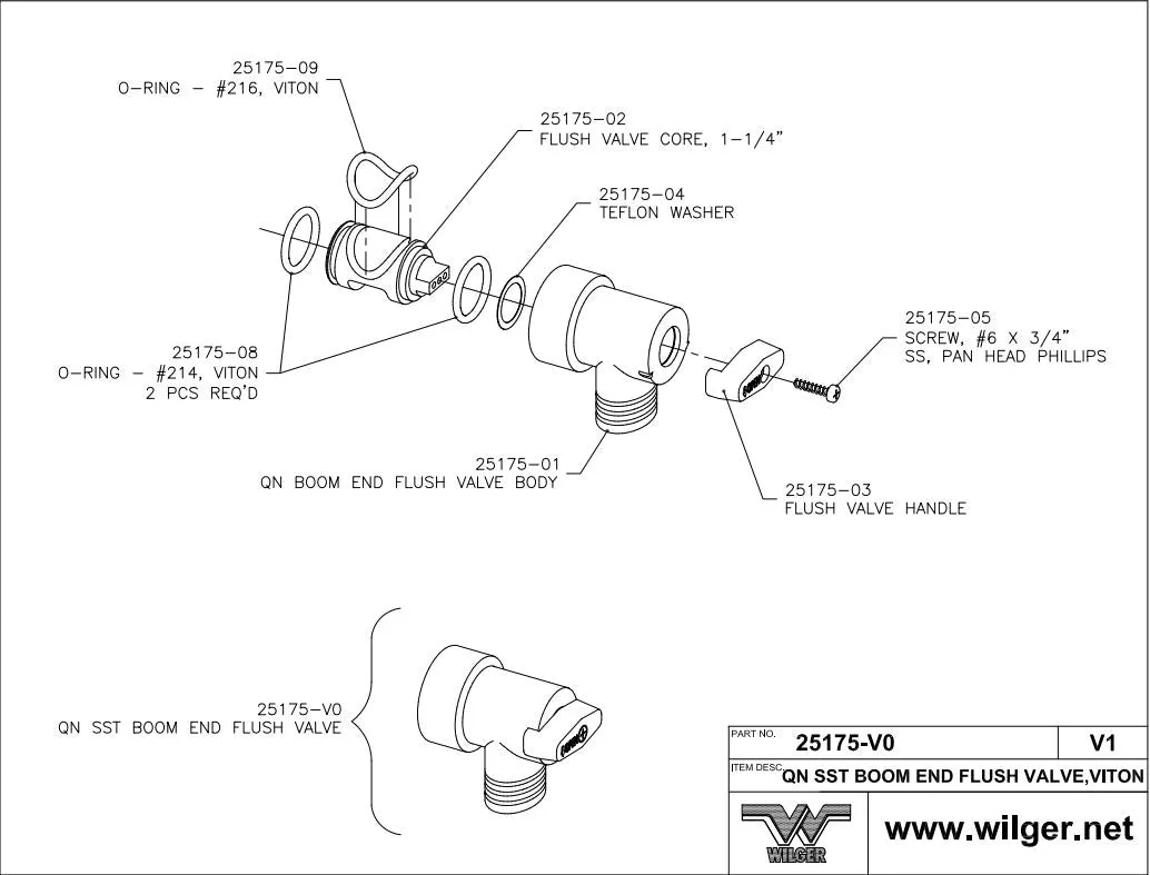 QN BOOM FLUSH VALVE  BODY- 1 1/4" FEMALE