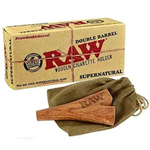 Raw Double Barrel Wooden Cigarette Holder