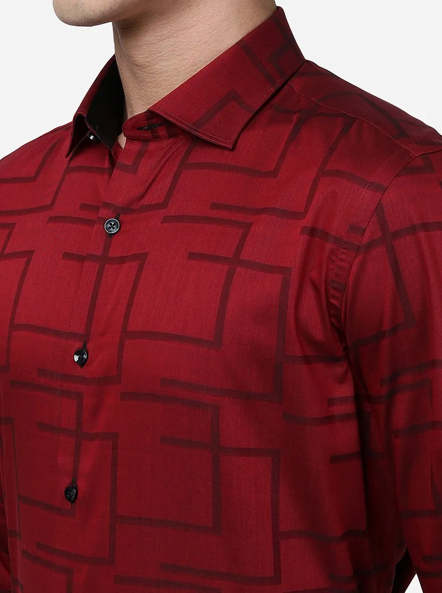 Red Solid Slim Fit Party Wear Shirt | Wyre