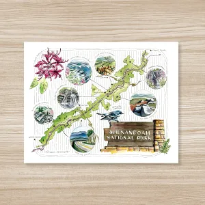 Shenandoah National Park Illustrated Map Art Print