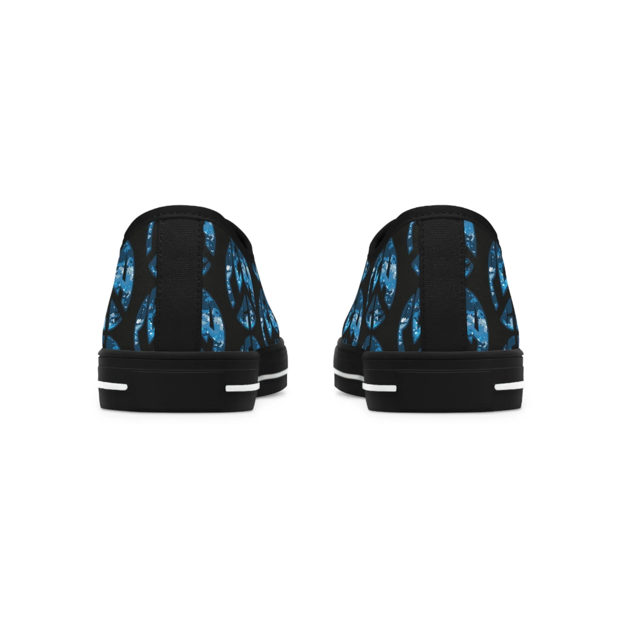 Shoes of Peace - Women's Low Top Sneakers (Blue Camo Peace Design)