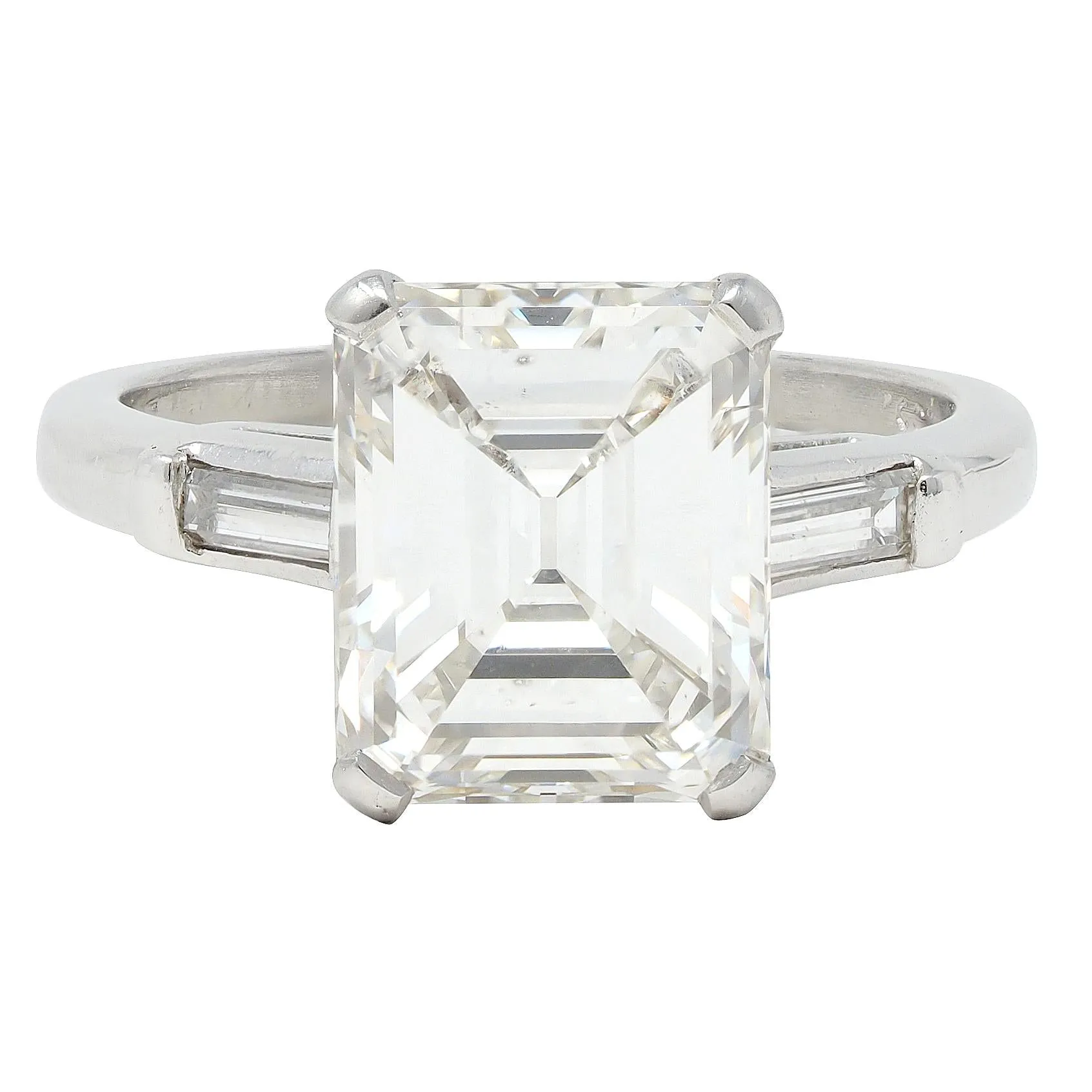 Shreve Crump & Low 3.83 Mid-Century Emerald Cut Diamond Platinum Vintage Engagement Ring GIA