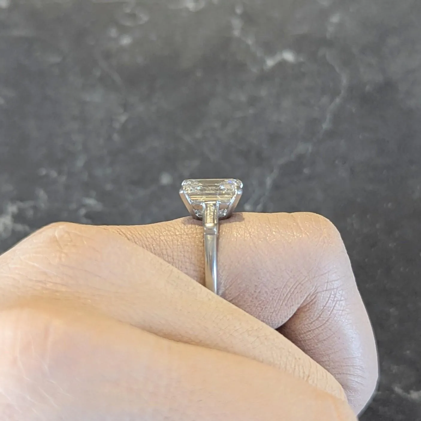 Shreve Crump & Low 3.83 Mid-Century Emerald Cut Diamond Platinum Vintage Engagement Ring GIA