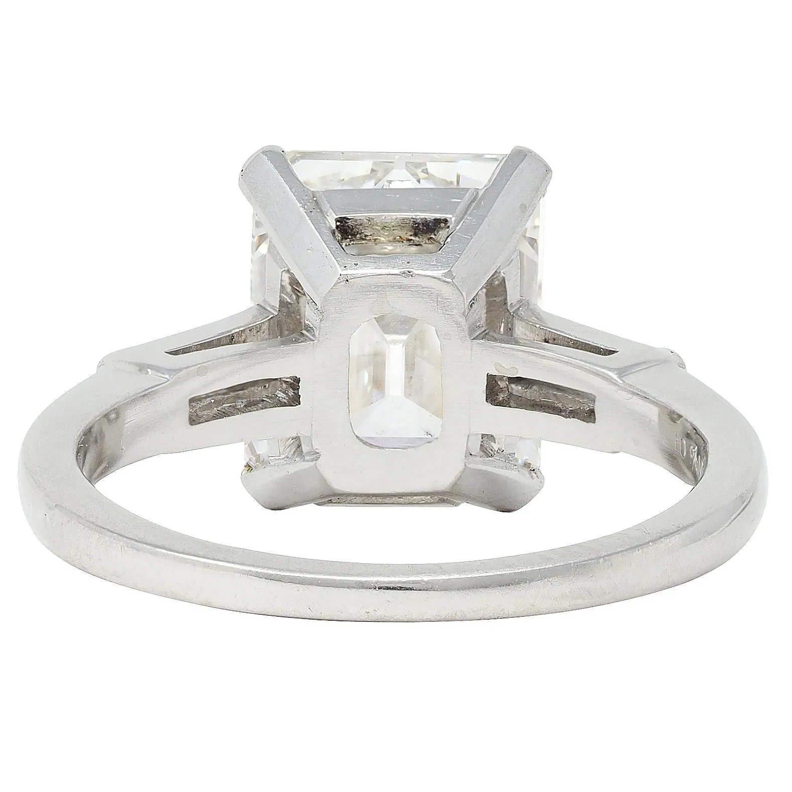 Shreve Crump & Low 3.83 Mid-Century Emerald Cut Diamond Platinum Vintage Engagement Ring GIA