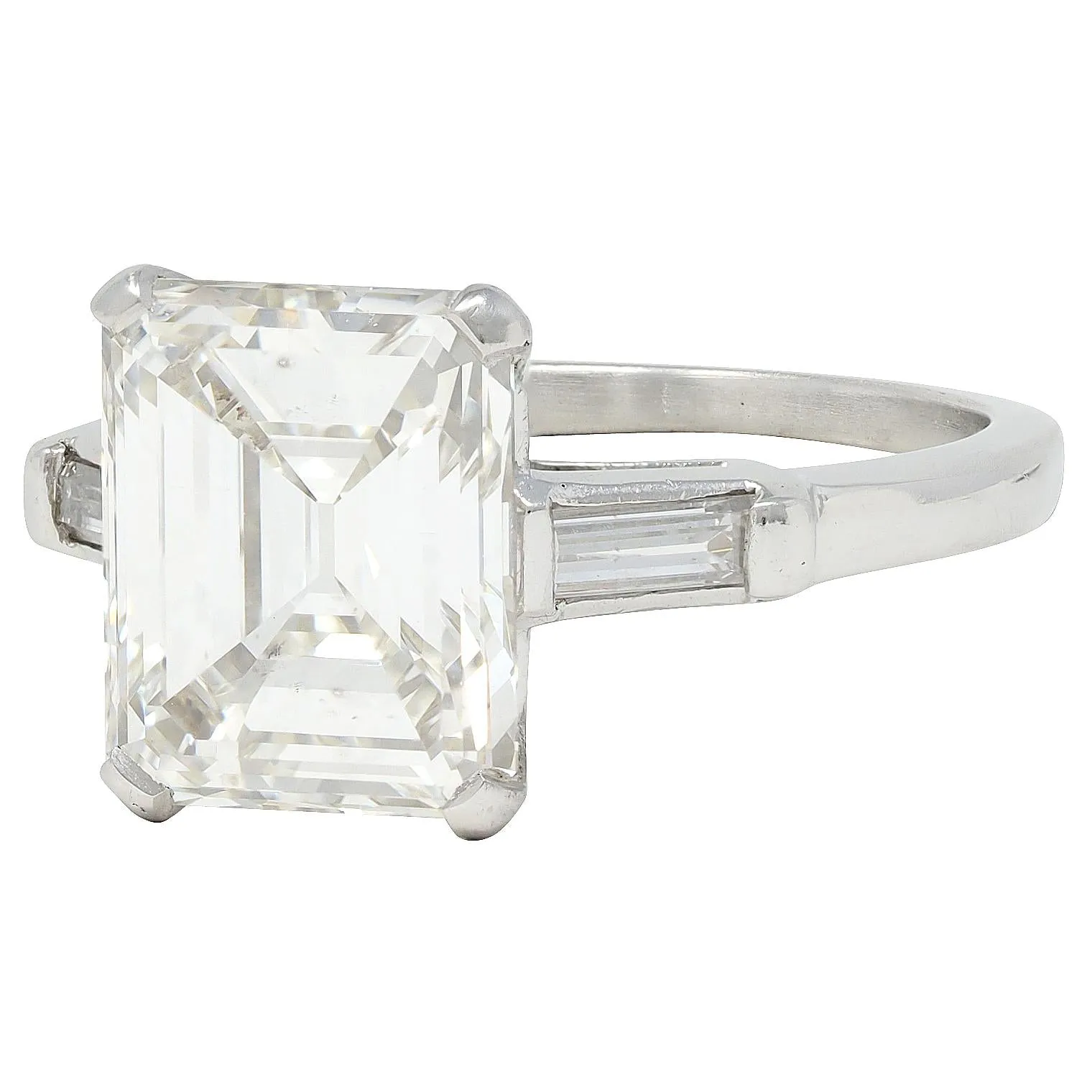 Shreve Crump & Low 3.83 Mid-Century Emerald Cut Diamond Platinum Vintage Engagement Ring GIA