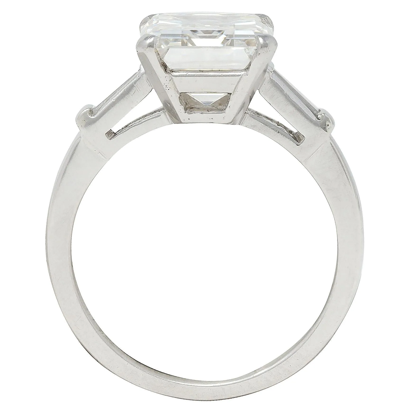 Shreve Crump & Low 3.83 Mid-Century Emerald Cut Diamond Platinum Vintage Engagement Ring GIA