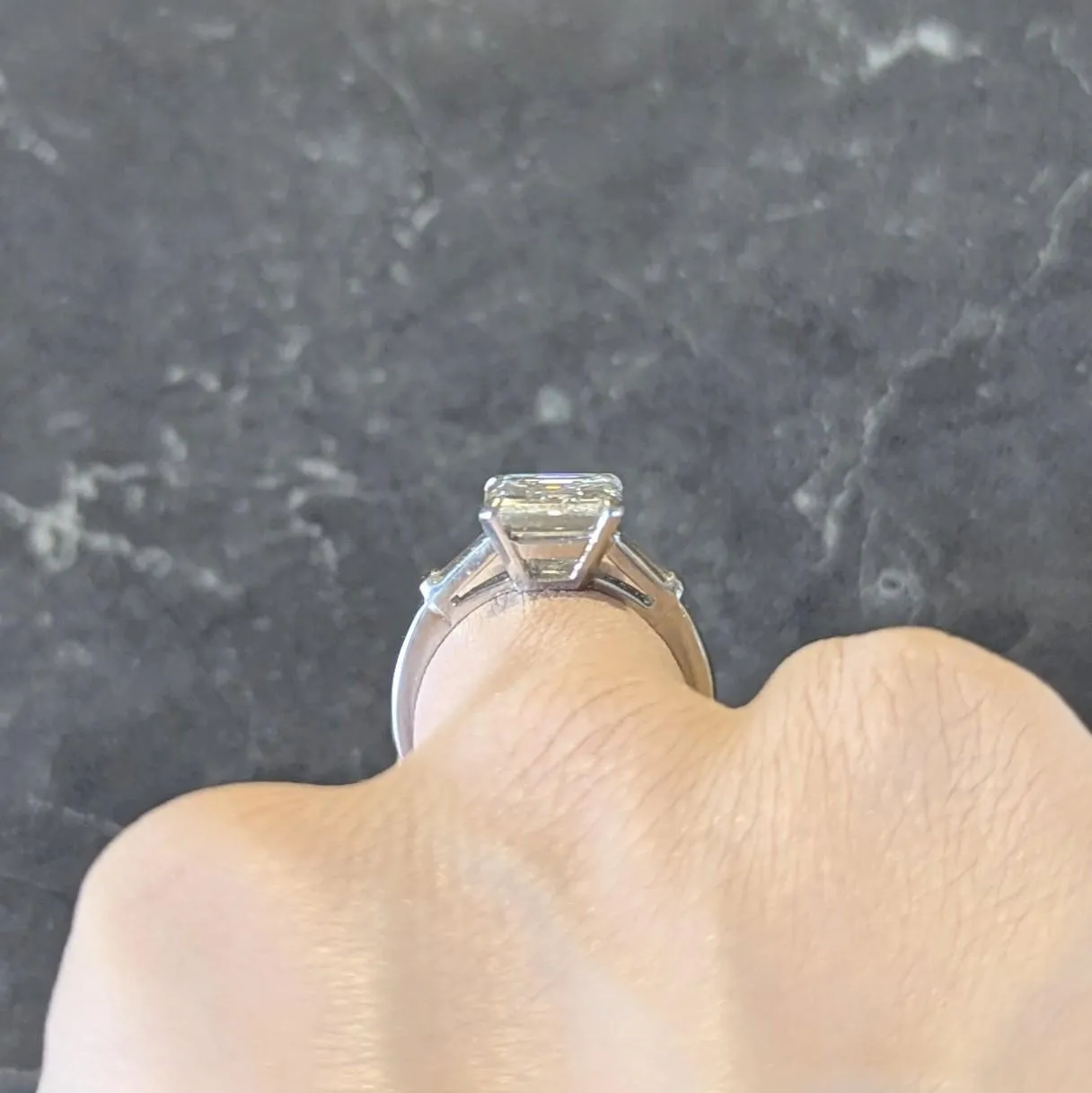 Shreve Crump & Low 3.83 Mid-Century Emerald Cut Diamond Platinum Vintage Engagement Ring GIA