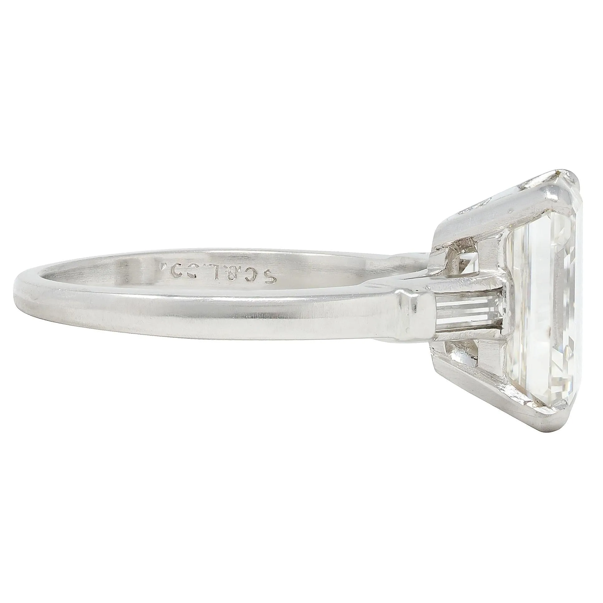 Shreve Crump & Low 3.83 Mid-Century Emerald Cut Diamond Platinum Vintage Engagement Ring GIA