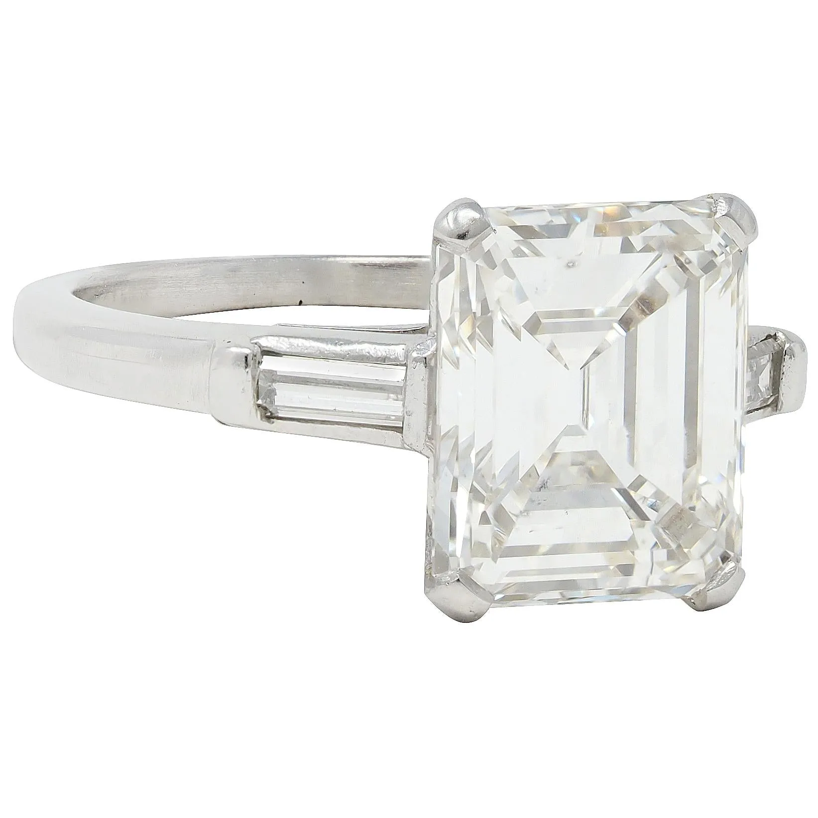 Shreve Crump & Low 3.83 Mid-Century Emerald Cut Diamond Platinum Vintage Engagement Ring GIA