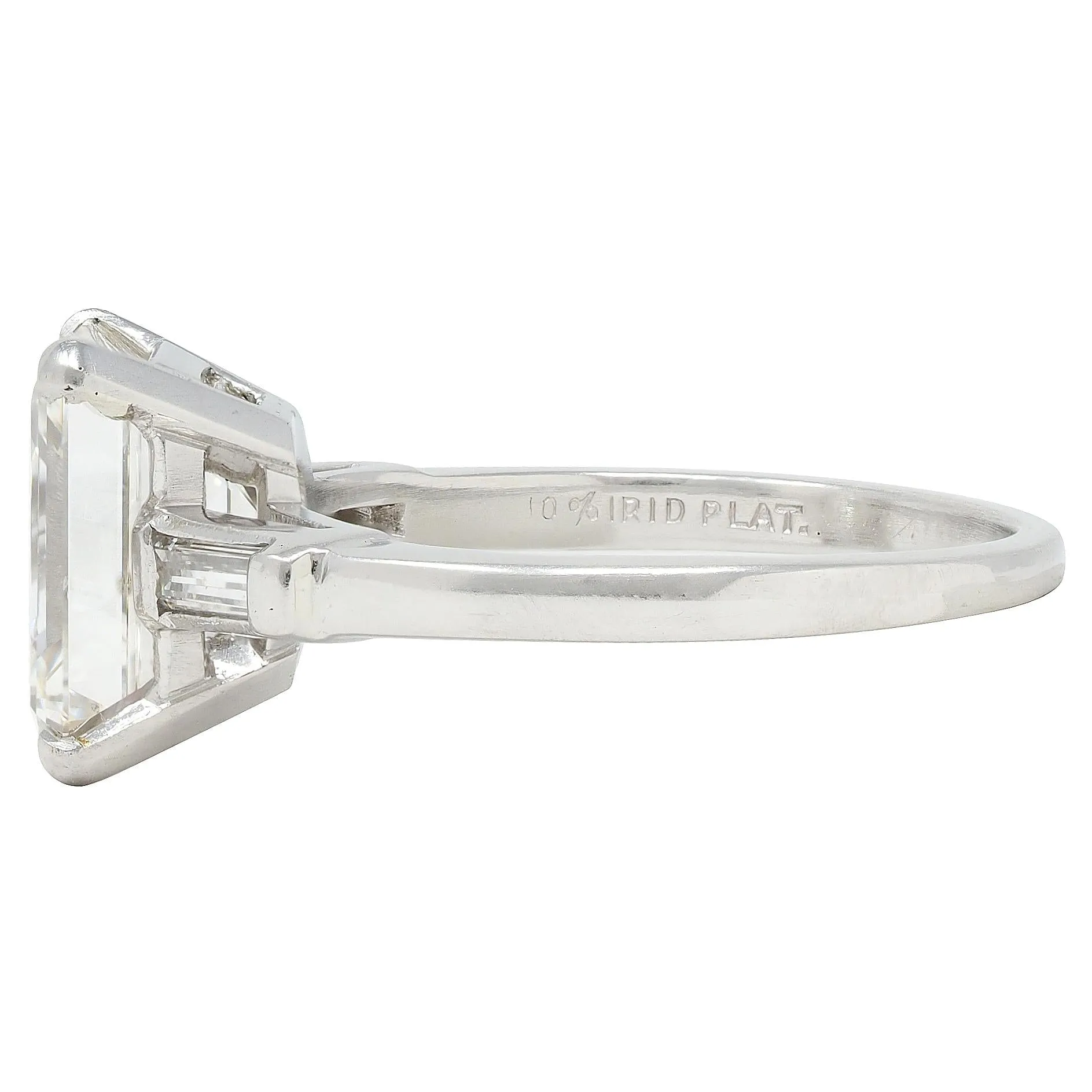 Shreve Crump & Low 3.83 Mid-Century Emerald Cut Diamond Platinum Vintage Engagement Ring GIA