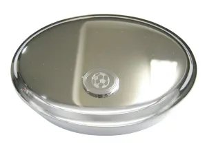 Silver Toned Etched Oval Soccer Ball Oval Trinket Jewelry Box