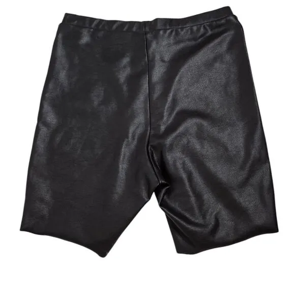 Skims Faux Leather Biker Shorts Black Soot NEW Women's Medium