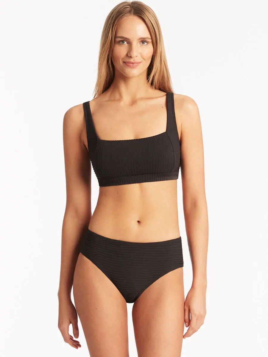 Spinnaker Mid Bikini Bottoms in Black