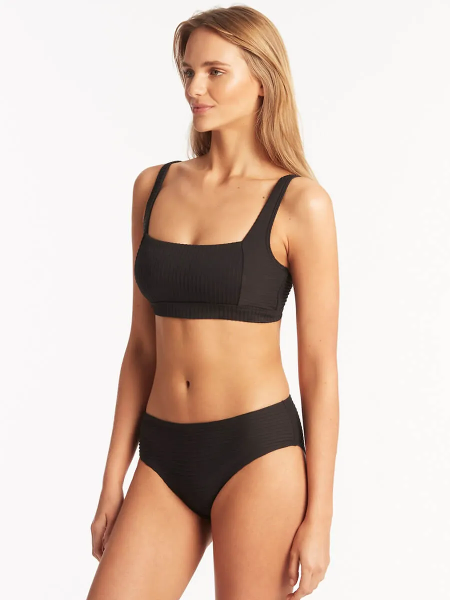 Spinnaker Mid Bikini Bottoms in Black