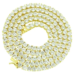 Sterling Silver 4mm 18-30" 14k Gold Finish Tennis Chain
