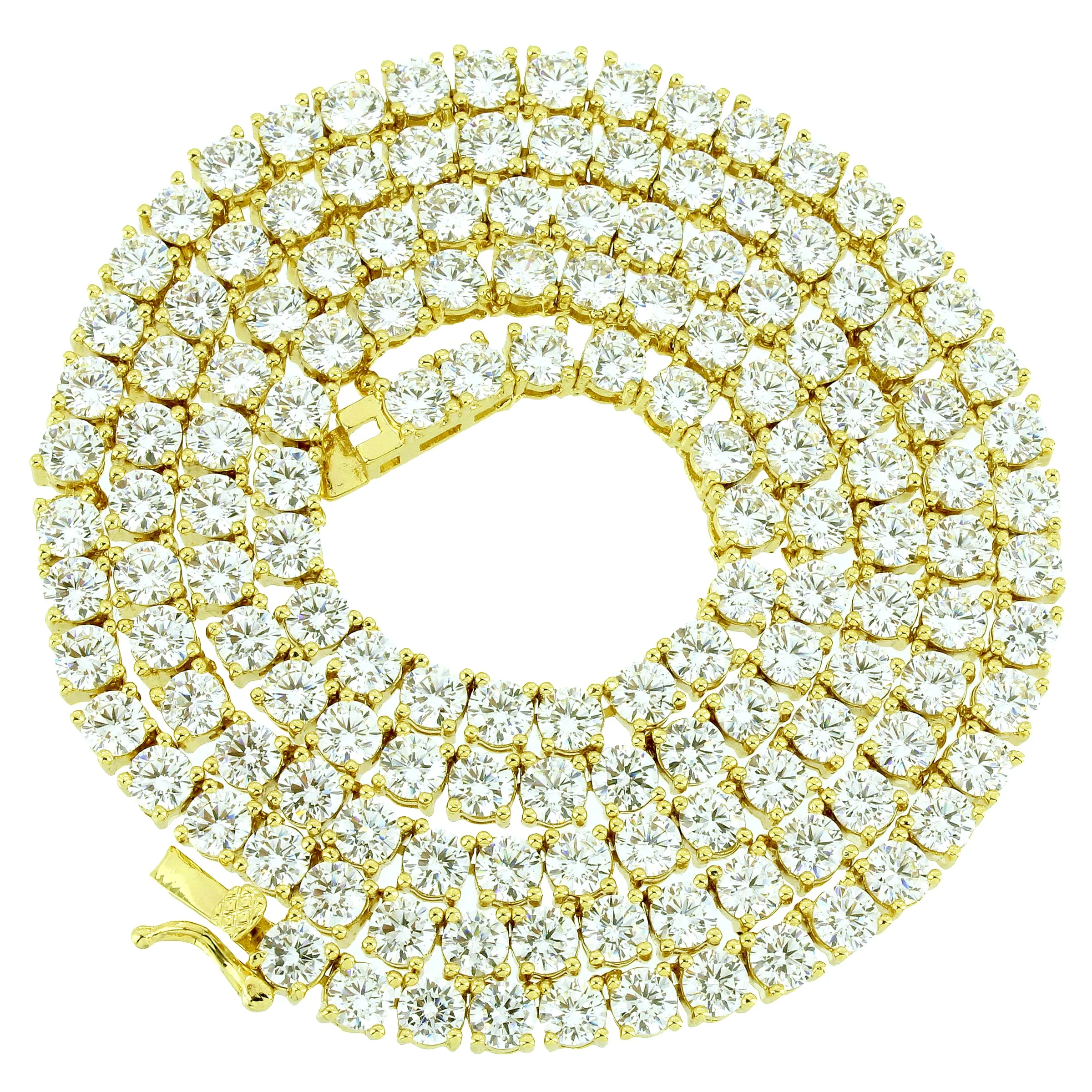 Sterling Silver 4mm 18-30" 14k Gold Finish Tennis Chain