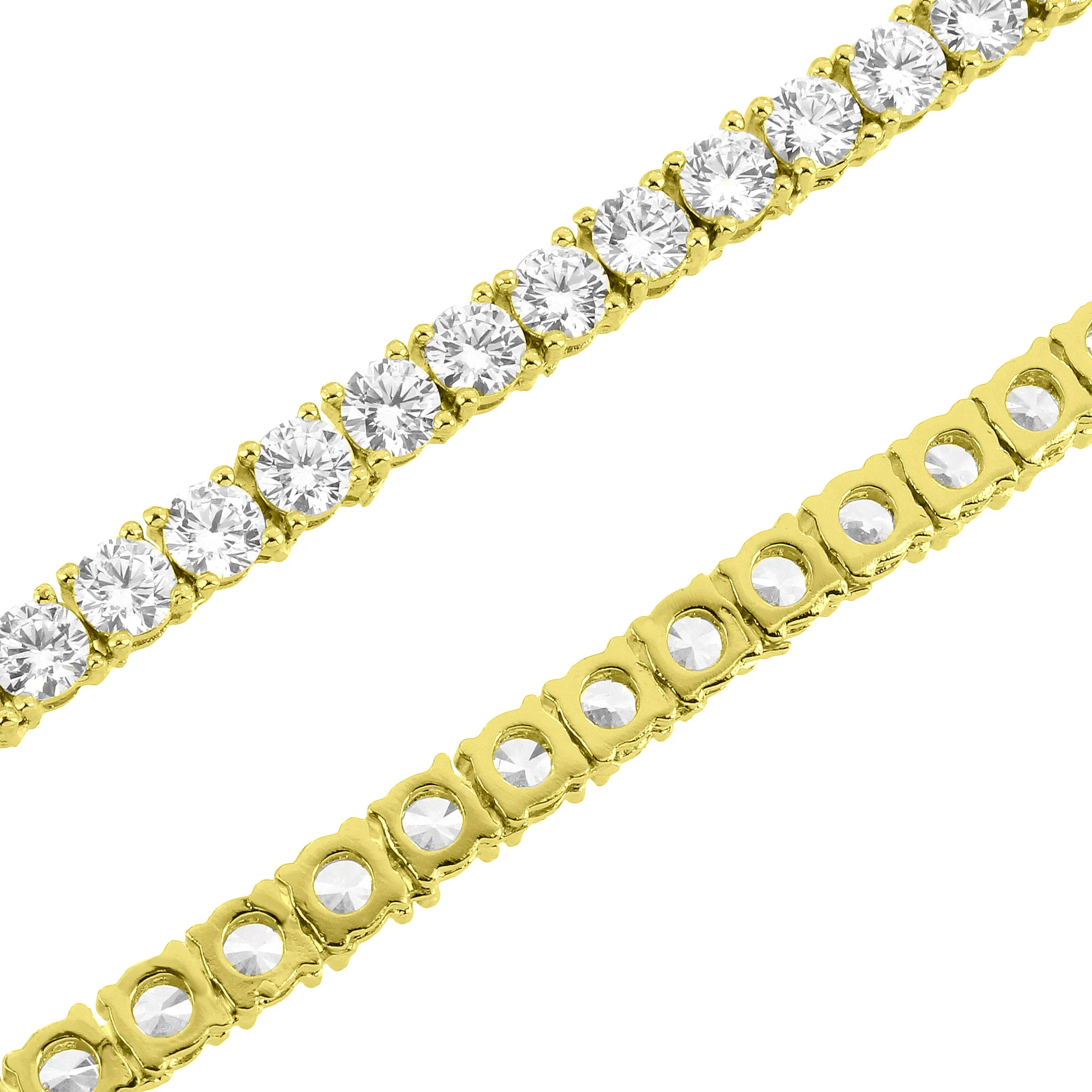 Sterling Silver 4mm 18-30" 14k Gold Finish Tennis Chain