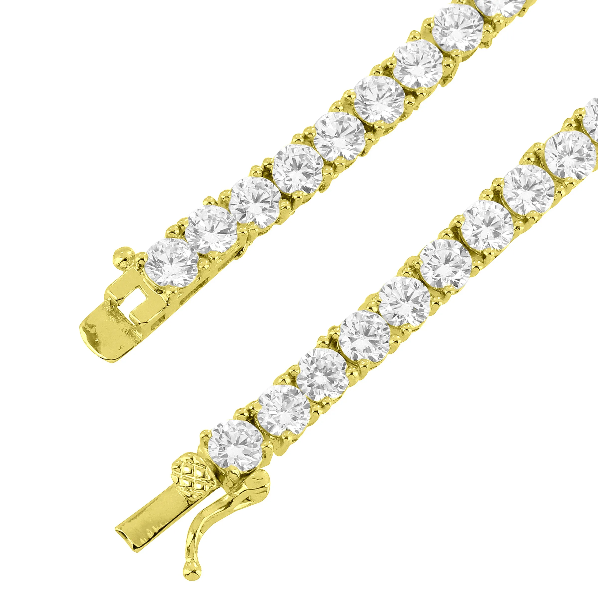 Sterling Silver 4mm 18-30" 14k Gold Finish Tennis Chain