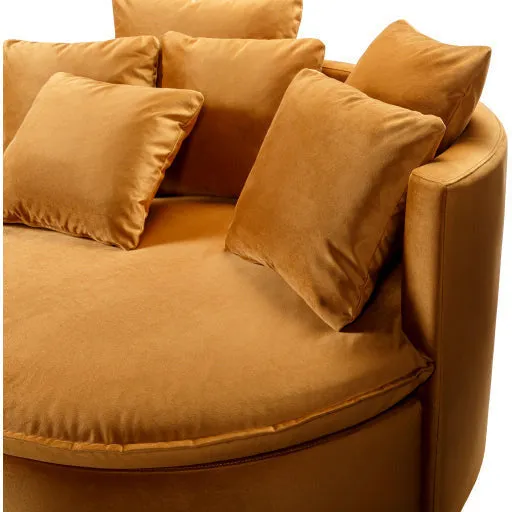 Surya Drancy Modern Cognac Brown Velvet Lounger Chair